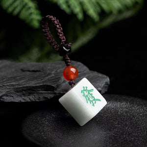 Mahjong Fortune Lucky Phone Charm Key Chain-Grade A Jade