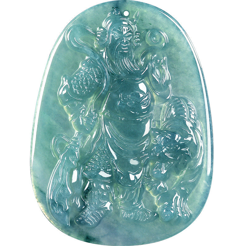 Grade A Jadeite Guan Gong Pendant–God of Wealth & Protection for Men