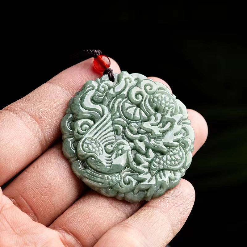 Yin-Yang Balance-Dragon and Phoenix Jade Pendant