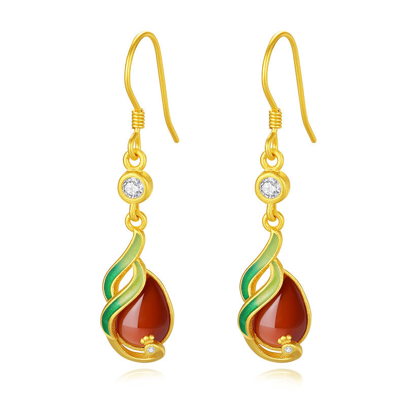 Phoenix Red Agate Teardrop Earrings-A Fresh Beginning