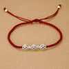 Enduring Fortune Antique Silver 3D Coin Red String Bracelet