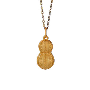 Gold Peanut White Jade Necklace-Good Fortune and Prosperity