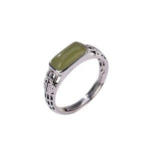 Green Jade Cabochon Ring-Prosperity Luck