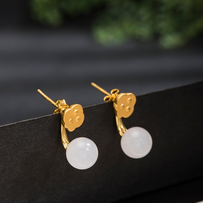 Nephrite Jade Lotus Pod Earrings-Gentle Renewal
