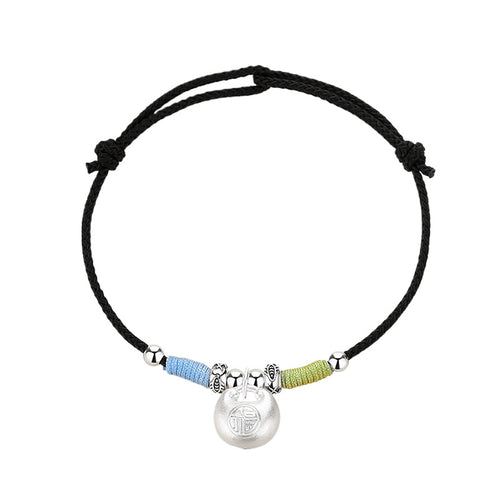 Silver Blessing Pouch String Bracelet – Peace, Happiness & Everyday Joy