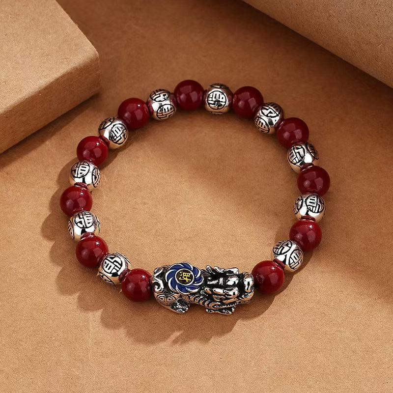 Cinnabar Bead Pixiu Bracelet–Wealth & Protection