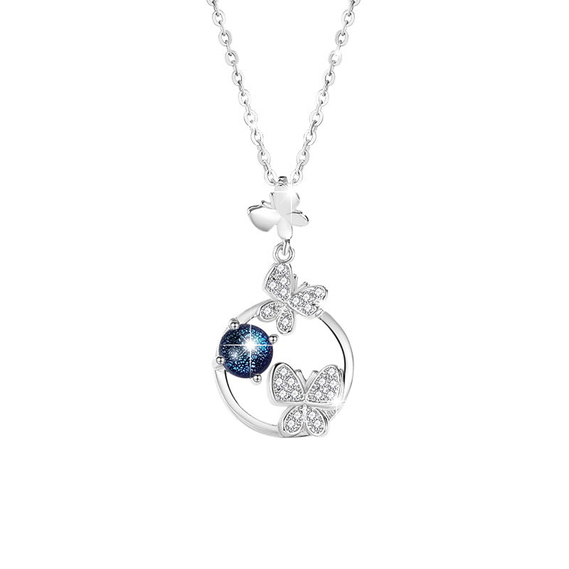 Butterfly Circle Sterling Silver Necklace-Freedom & Romance