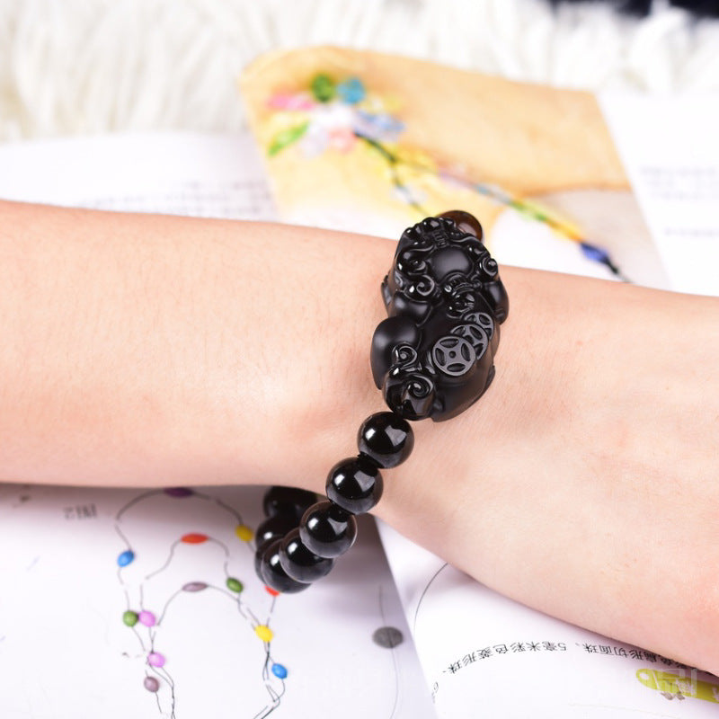 Matte Obsidian Pixiu Bracelet-Steady Fortune