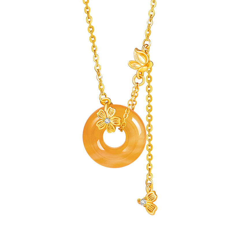 Butterfly Honey Orange Agate Necklace-Held in Love