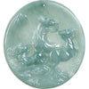 Grade A Blue Jadeite Goat Pendant – “Three Goats Bring Bliss” Carved Jade Amulet for Harmony & Prosperity