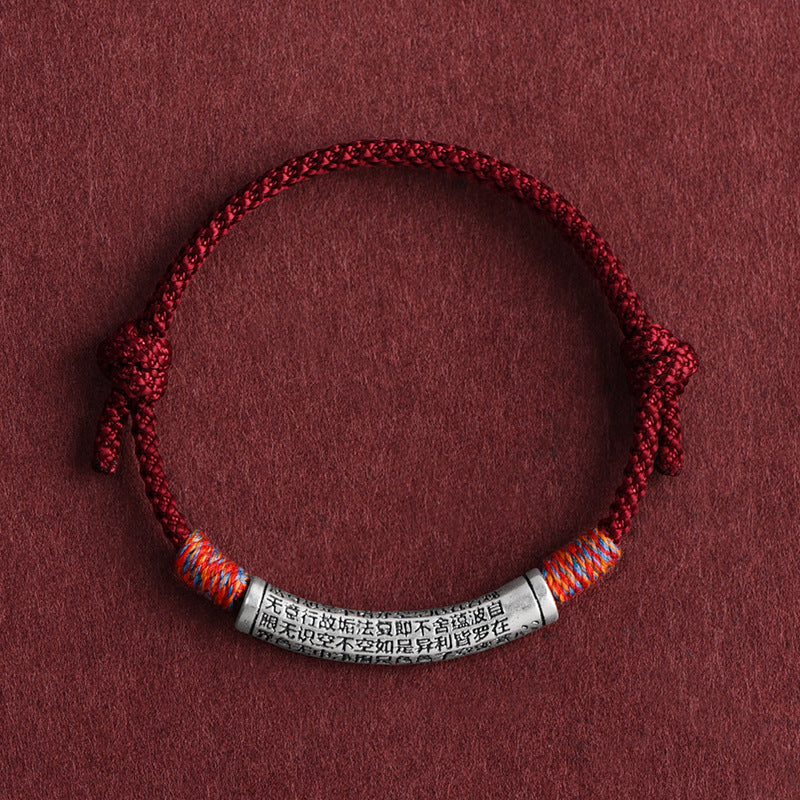 Heart Sutra 999 Fine Silver Curved Tube Braided Bracelet-Peace and Mindfulness