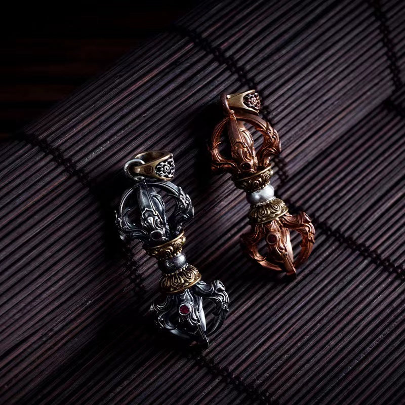 Tibetan Vajra Protection Pendant-Buddhism Phurba Brass Amulet