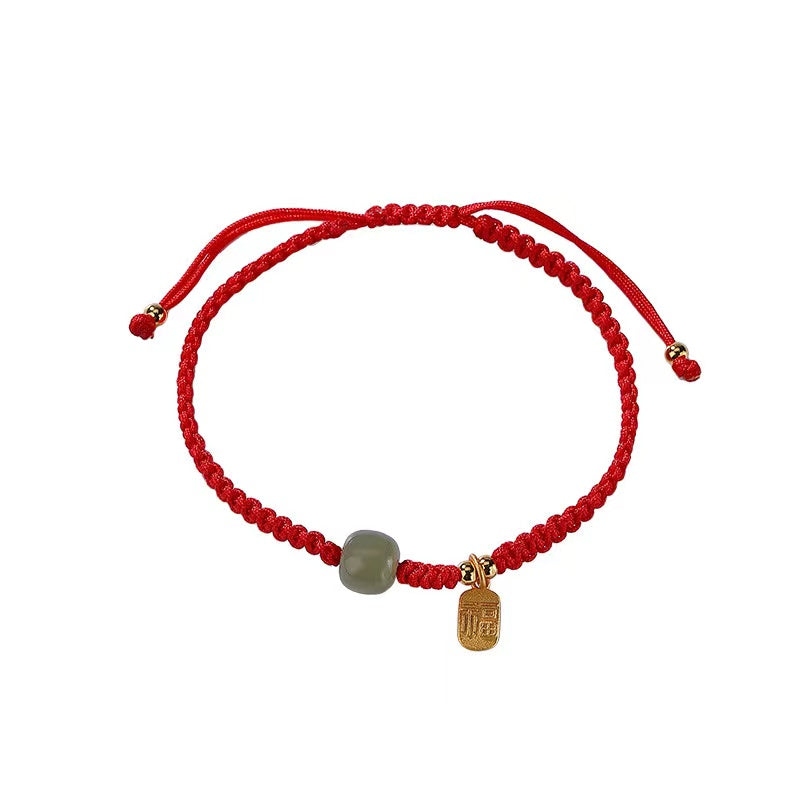 Fu Jade Bead String Bracelet For Couple-good luck