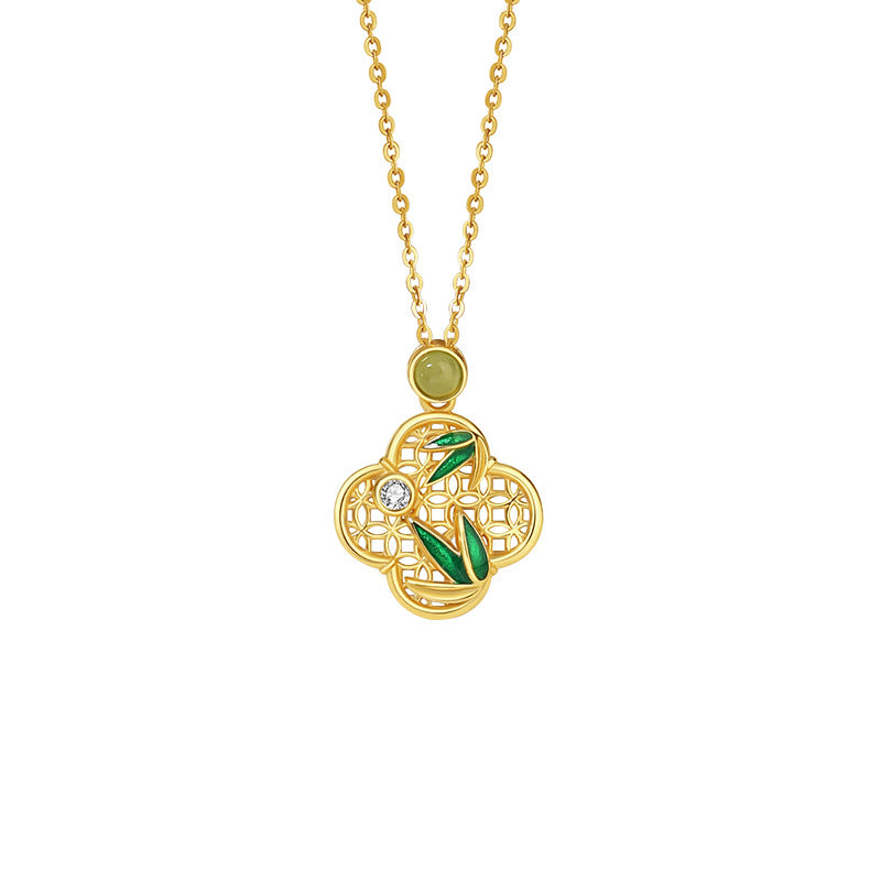 A Clover of Your Own-Bamboo Nephrite Jade Necklace