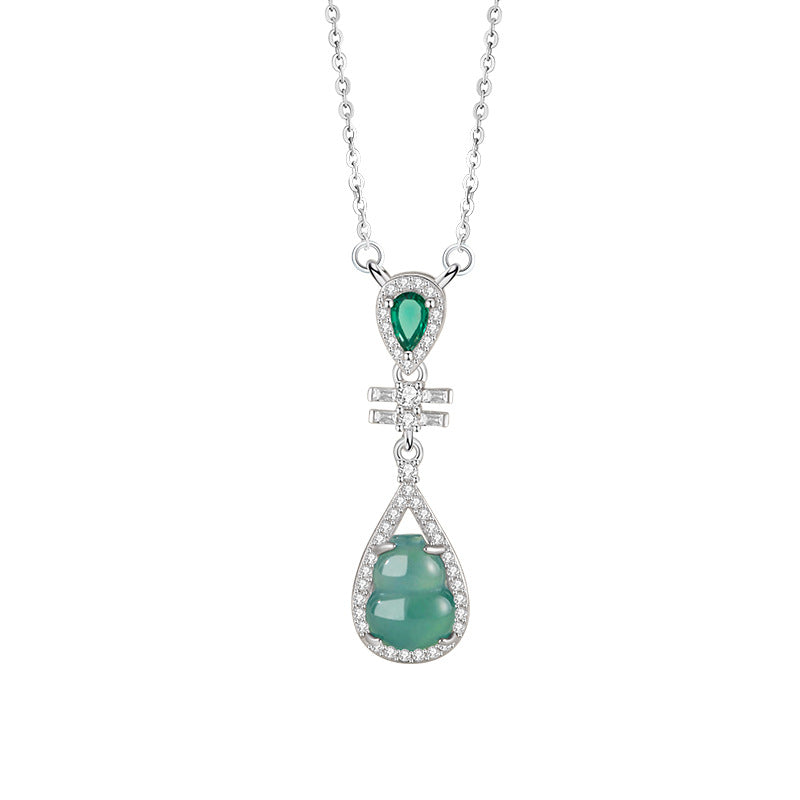 Gourd Jadeite Necklace & Earrings-Blessings and Prosperity
