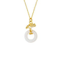 Ginkgo Nephrite Jade Peace Disc Necklace-Peace and Happiness