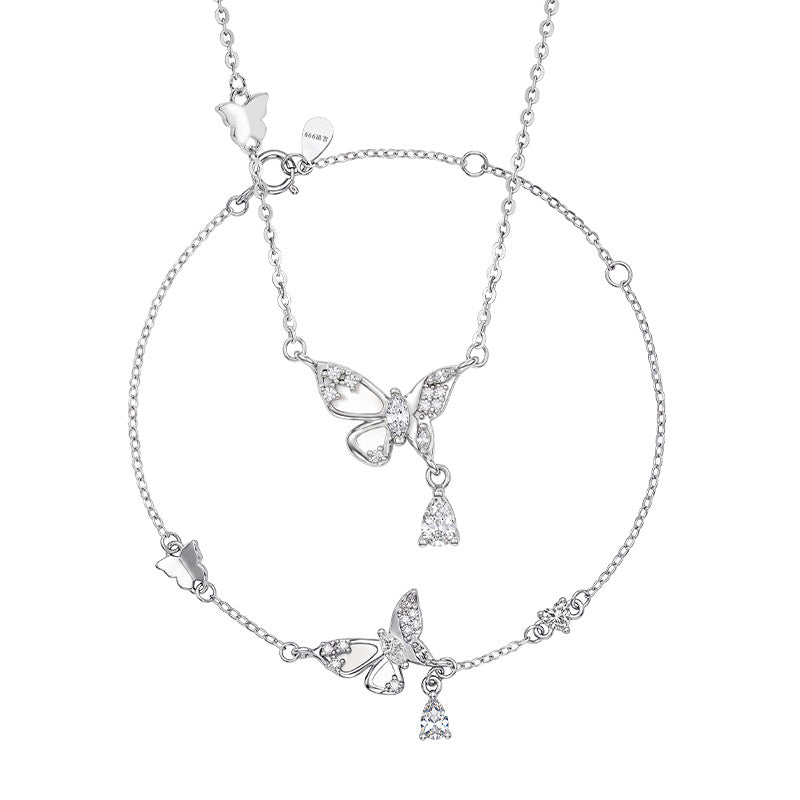 Butterfly Fine Silver Necklace and Bracelet-Love Finds a Way