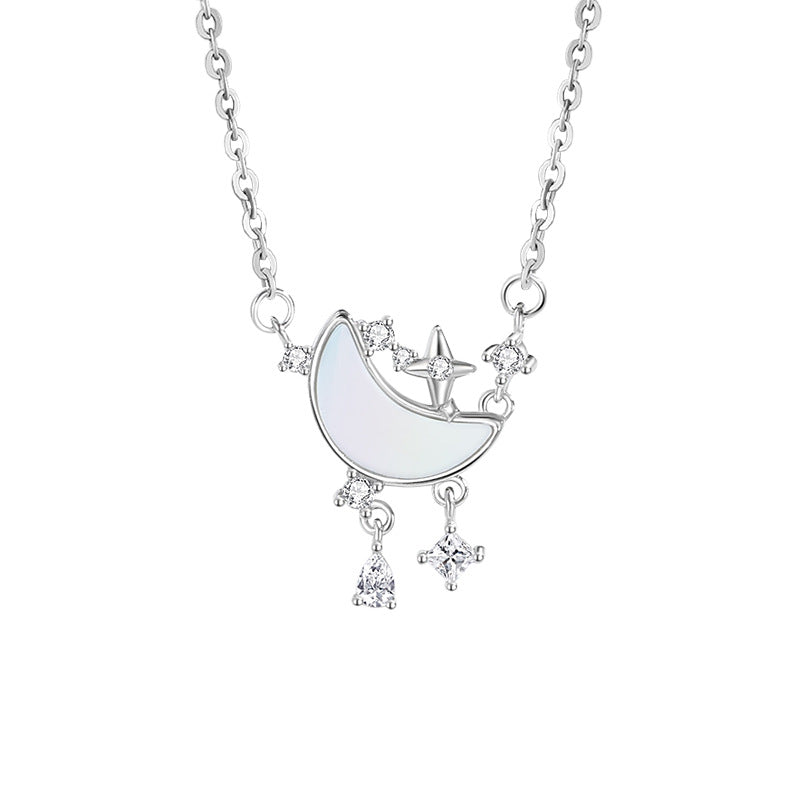 Moon & Stars Mother of Pearl Necklace-Love as Lasting as the Stars