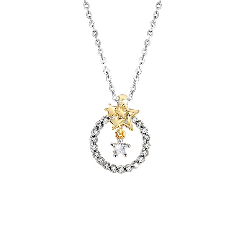 Star & Circle Two Tone Necklace-Mutual Attraction