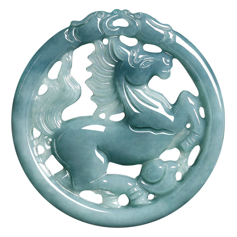 Prosperity Arrival Horse Ice Jade Pendant Necklace