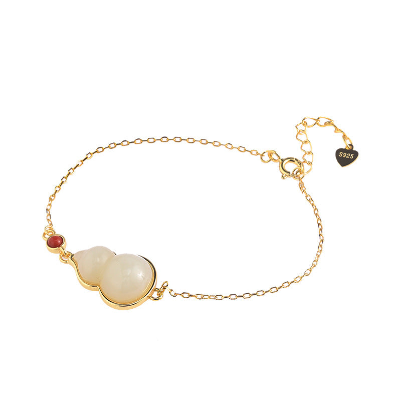 Gourd Nephrite Jade & Red Agate Bracelet-Blessings for Life