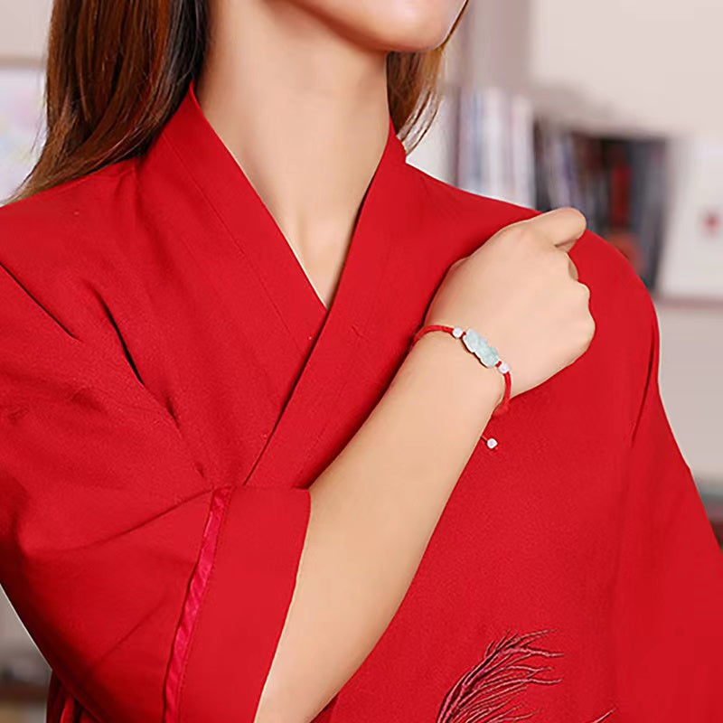 Pixiu Jade Red String Bracelet-Proection and Wealth