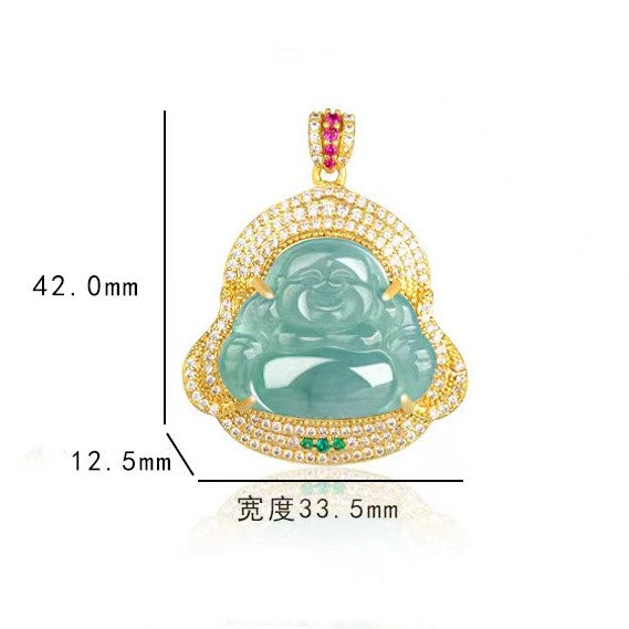 Laughing Buddha Ice Jade Necklace-Present Awareness