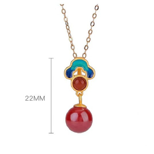Auspicious Clouds Red Agate Necklace -Lucky and Prosperity