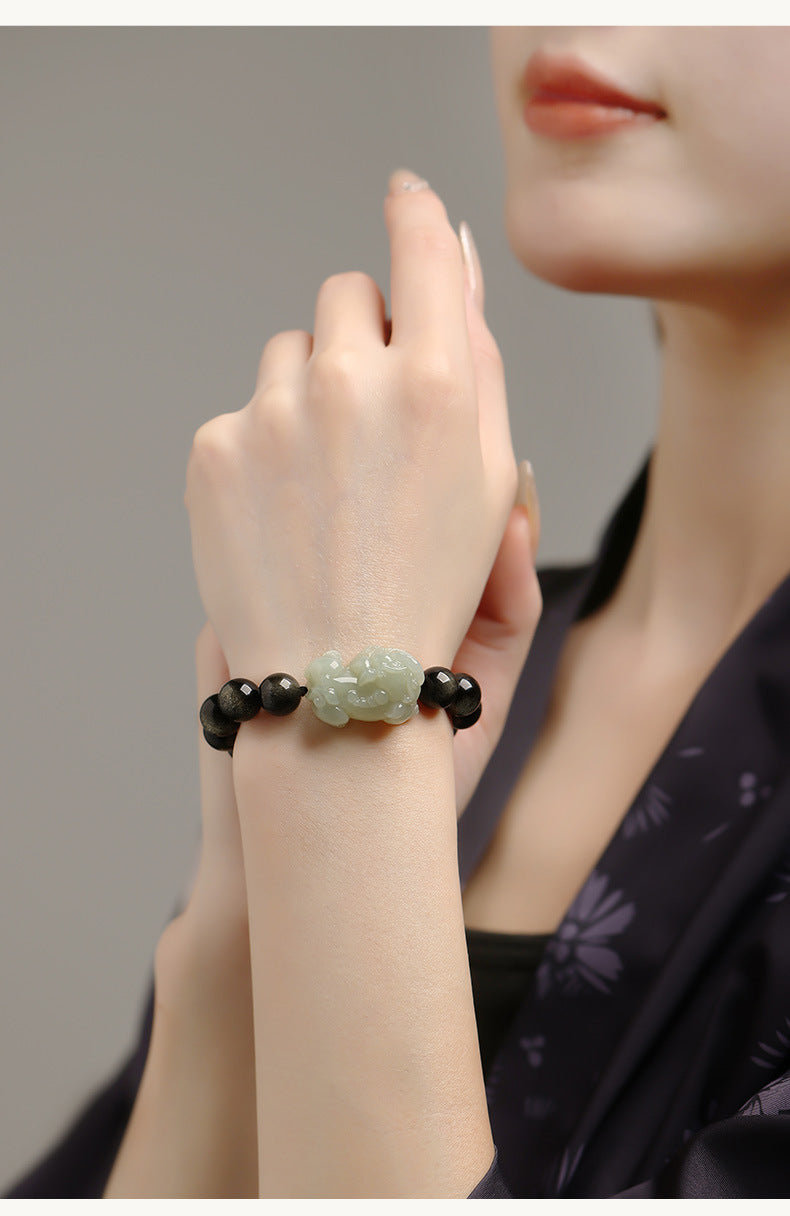 Jade Pixiu Obsidian Bracelet-Wealth&Protection
