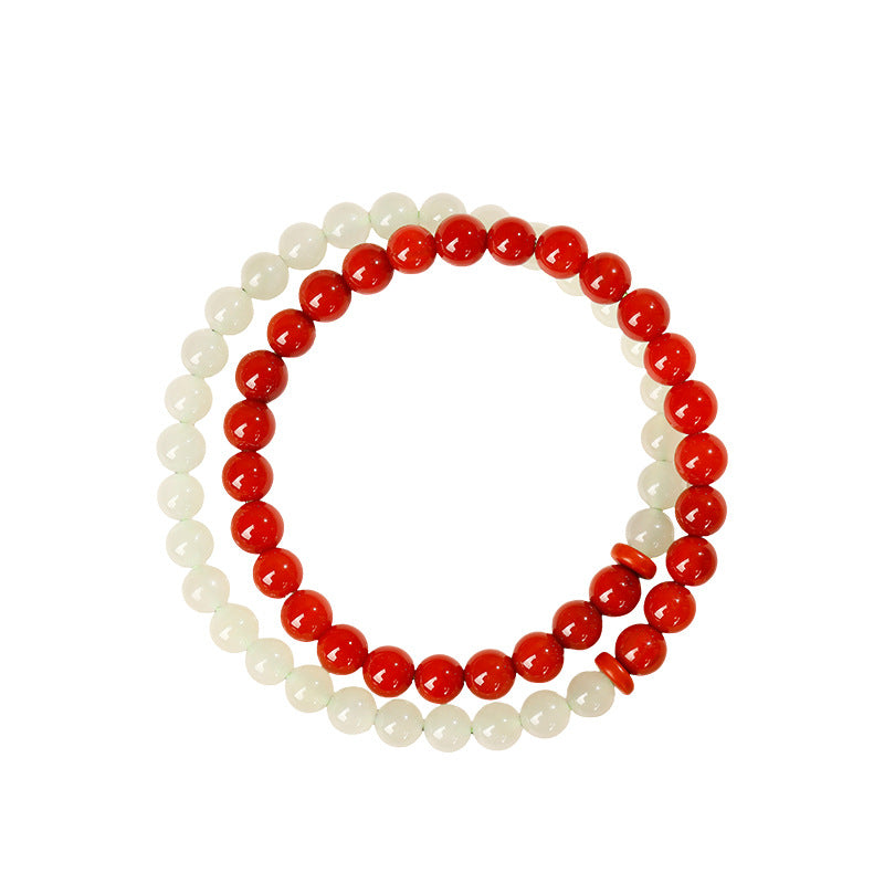 Hetian Jade Cinnabar Double-Wrap Bracelet-Twofold Harmony