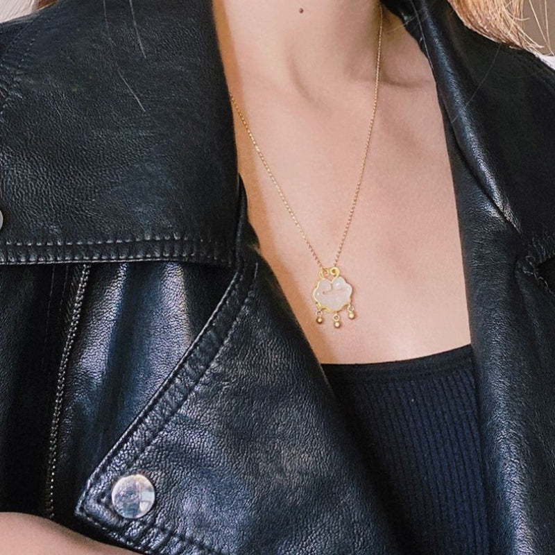 Fengshui Fortune Lock Jade Pendant Necklace