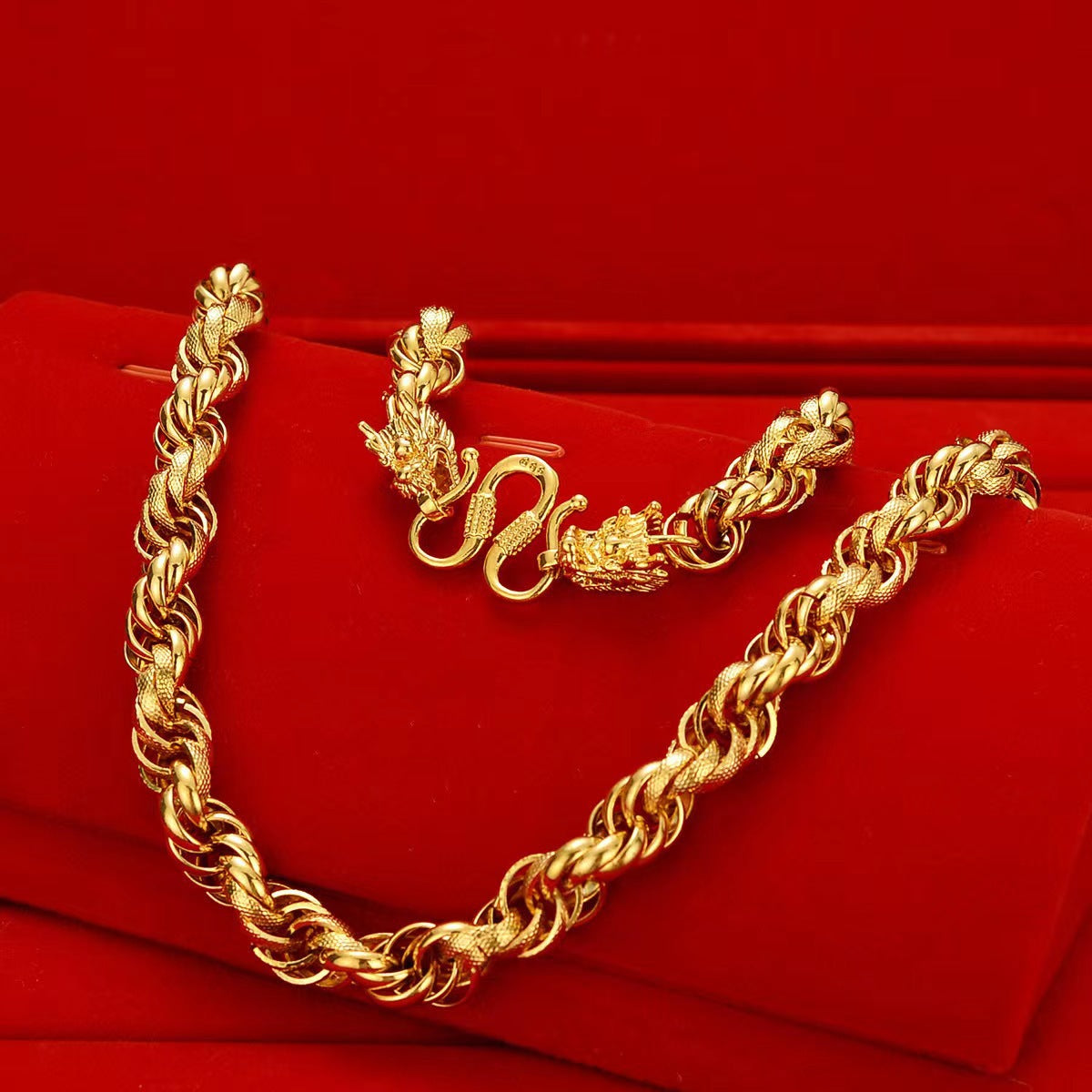 Bold Presence-Double Dragon Head Rope Chain Necklace