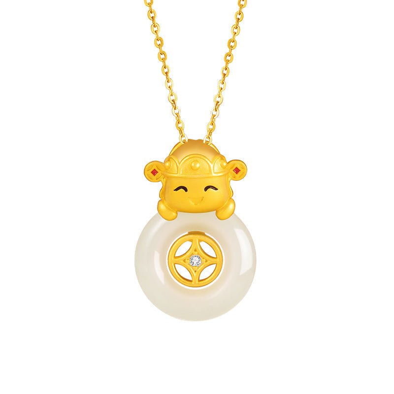 God of Wealth Nephrite Jade Necklace-Welcoming Prosperity