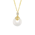 Peace Disc and Clover Chalcedony Necklace-Peace and Good Fortune