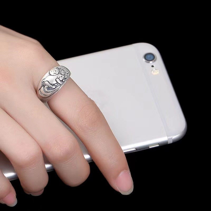 990 Pure Silver 12 Chinese Zodiac Ring-Good Luck Protection