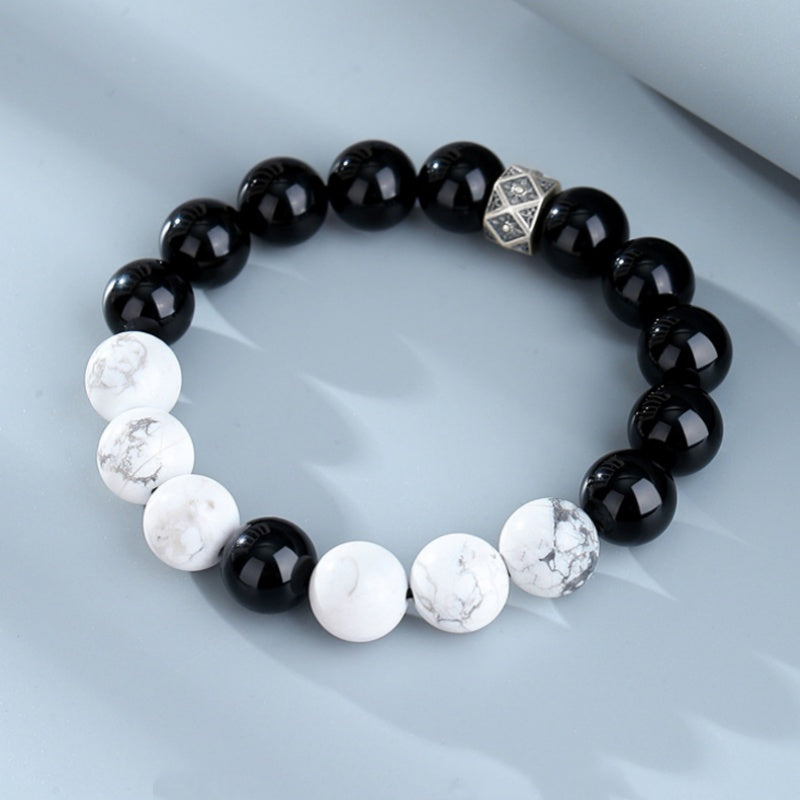 Taiji Contrast Obsidian Howlite Bracelet-Balanced Harmony