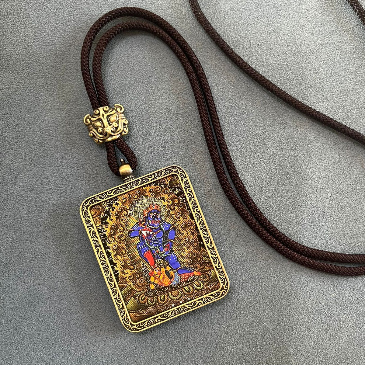 Five Jambhala Thangka Pendant Necklace-Five Paths of Abundance