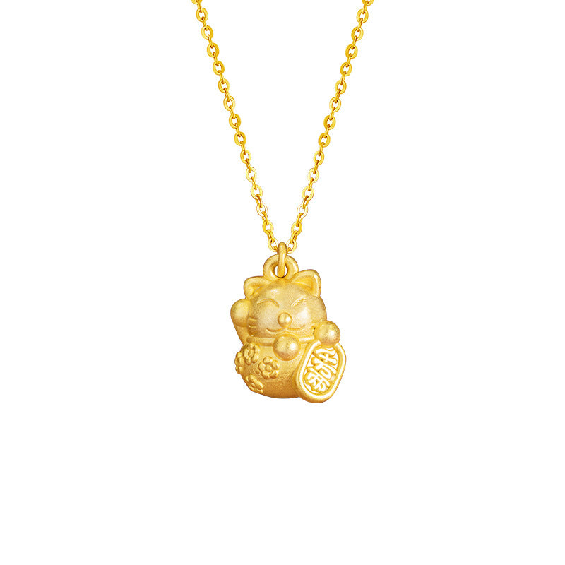 Prosperity and Fulfillment-Golden Lucky Cat Necklace
