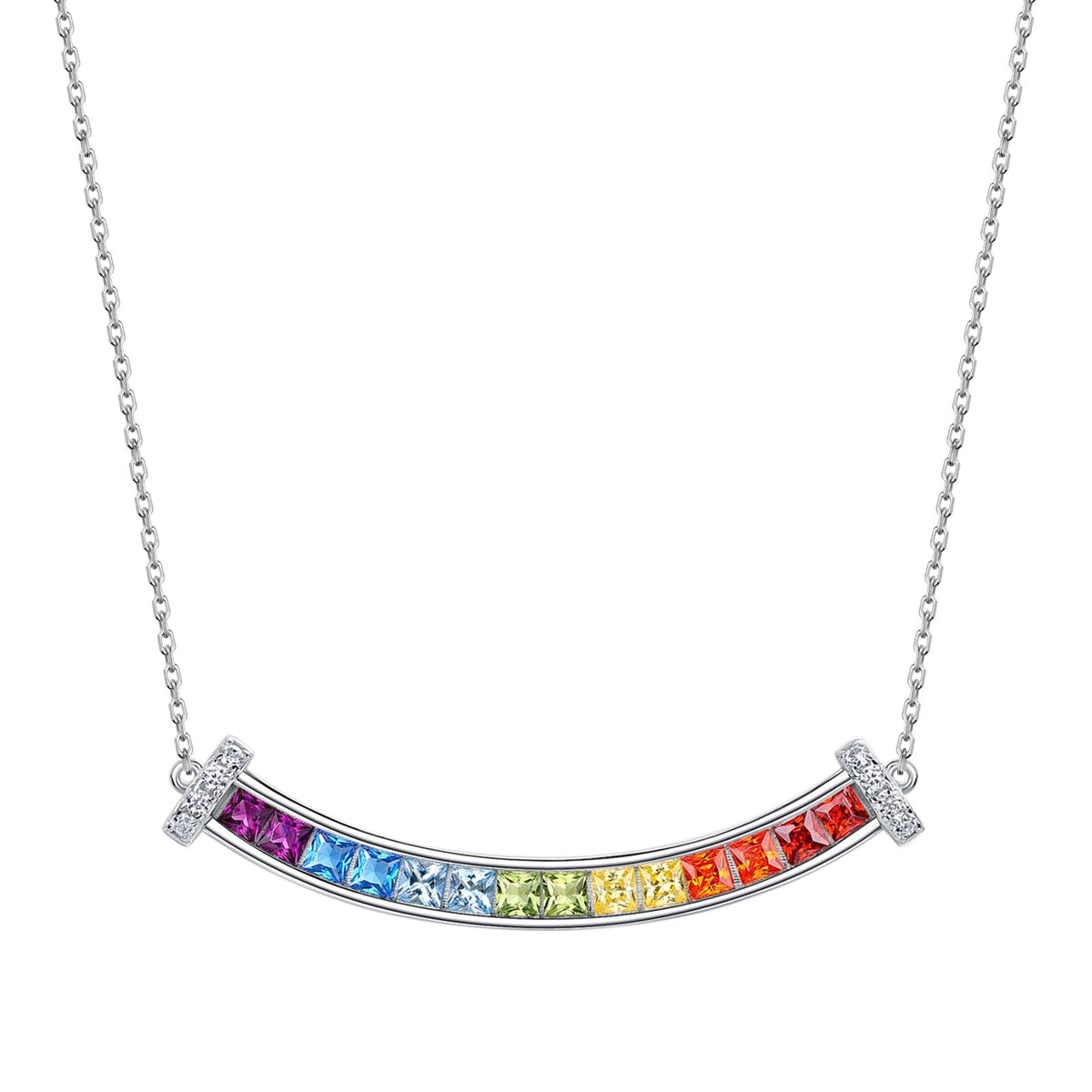 Rainbow Smile Silver Necklace-A Little Everyday Joy