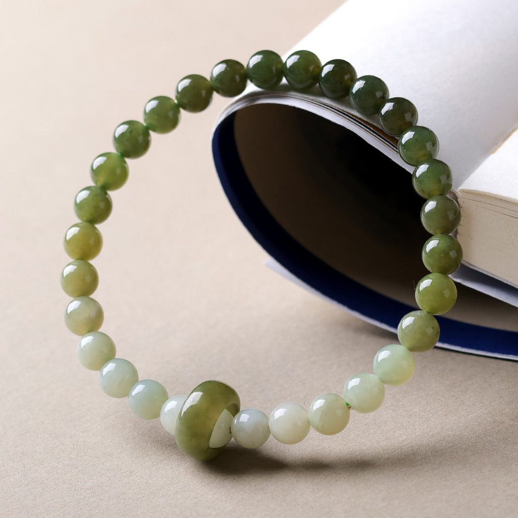 Green Jade Gradient Bead Bracelet – Calm Flow & Balance Energy