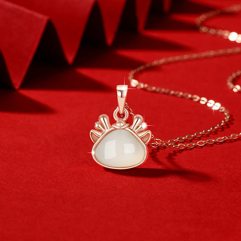 Little Dragon Nephrite Jade Necklace-A Wish for Happiness