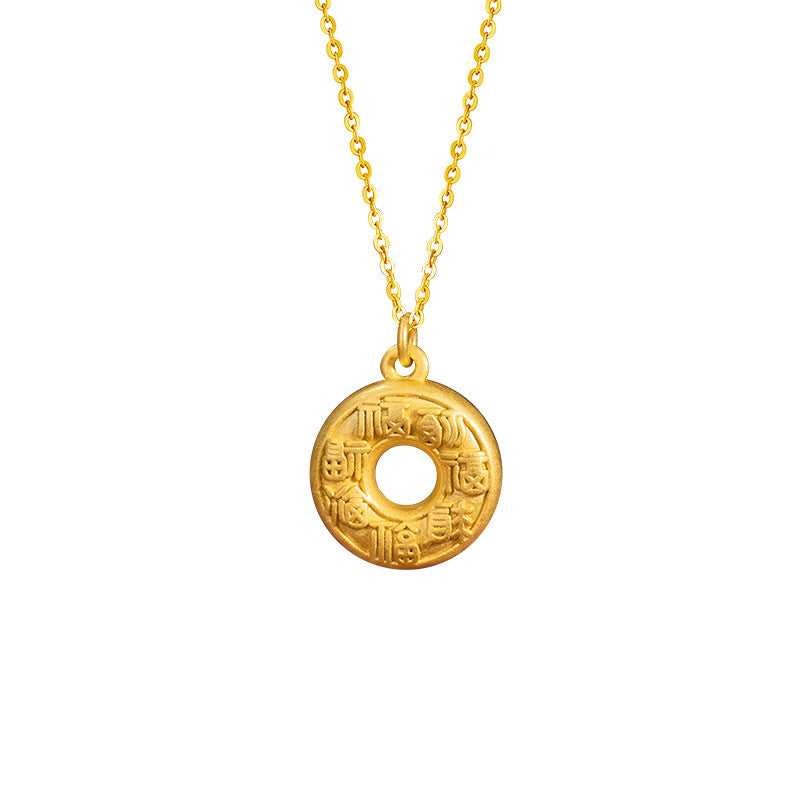 Fu Blessing Peace Disc Necklace-Good Fortune Alongside