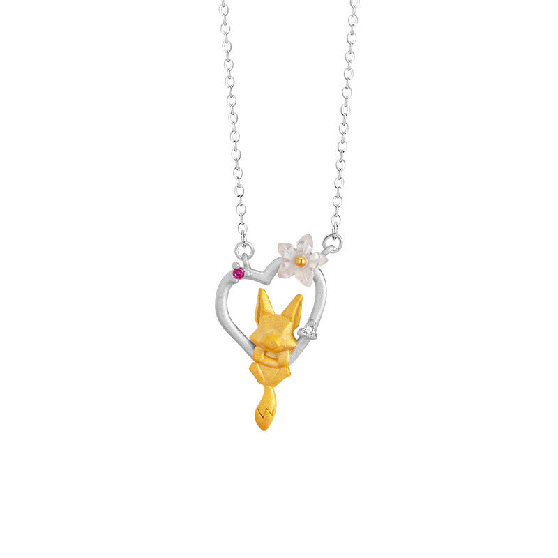 Fox Heart Shell S925 Sterling Silver Necklace-Grace and Affection