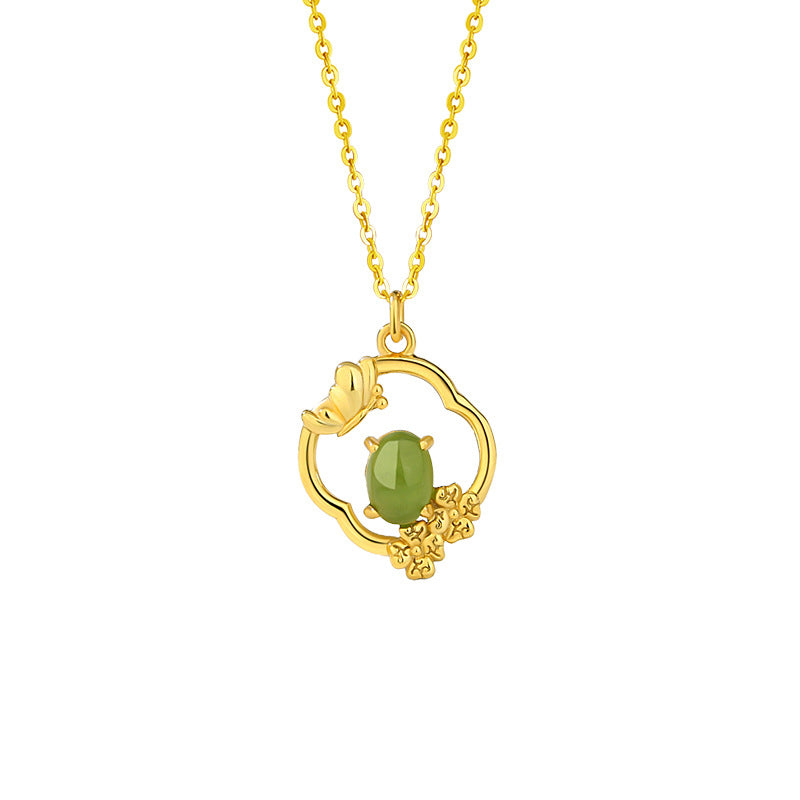 Four Seasons Bamboo & Floral Nephrite Jade Necklace-Beauty Through Change