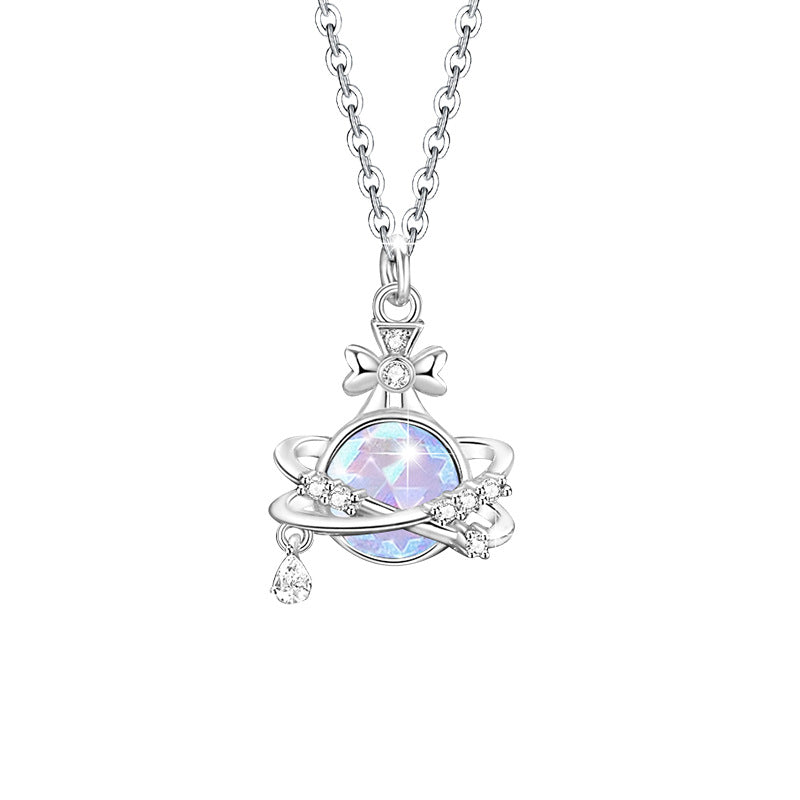 Saturn Sterling Silver Necklace-Drawn to You