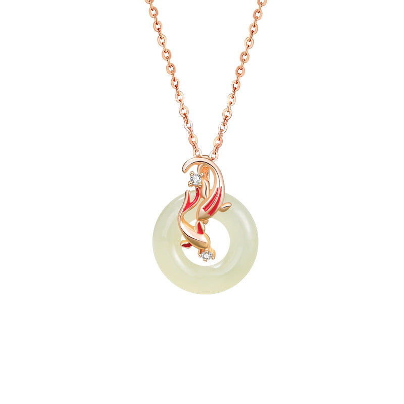 Hope in Every Turn-Koi Fish Nephrite Jade Necklace