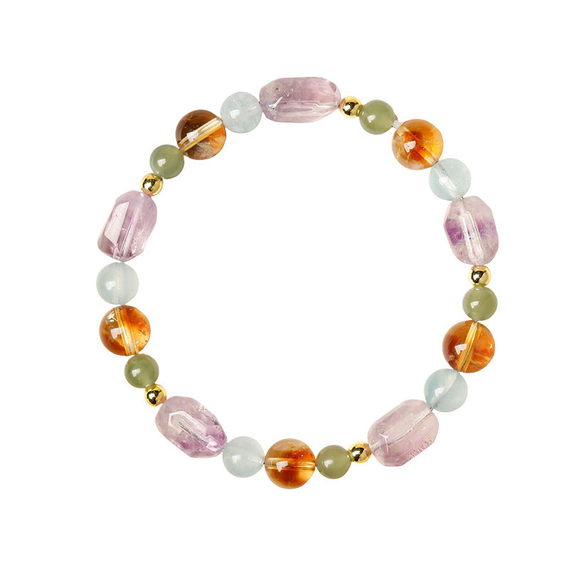 Citrine Amethyst Multi-Gemstone Bracelet-Balanced Light