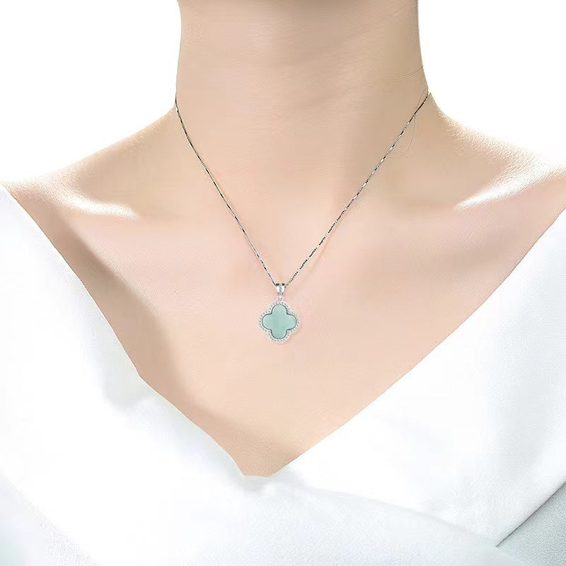 Four Leaf Clover Jade Necklace-Faith & Hope