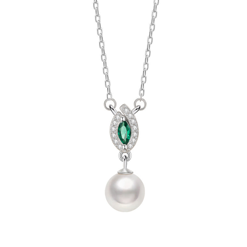 Leaf Freshwater Pearl Necklace-A Touch of Spring