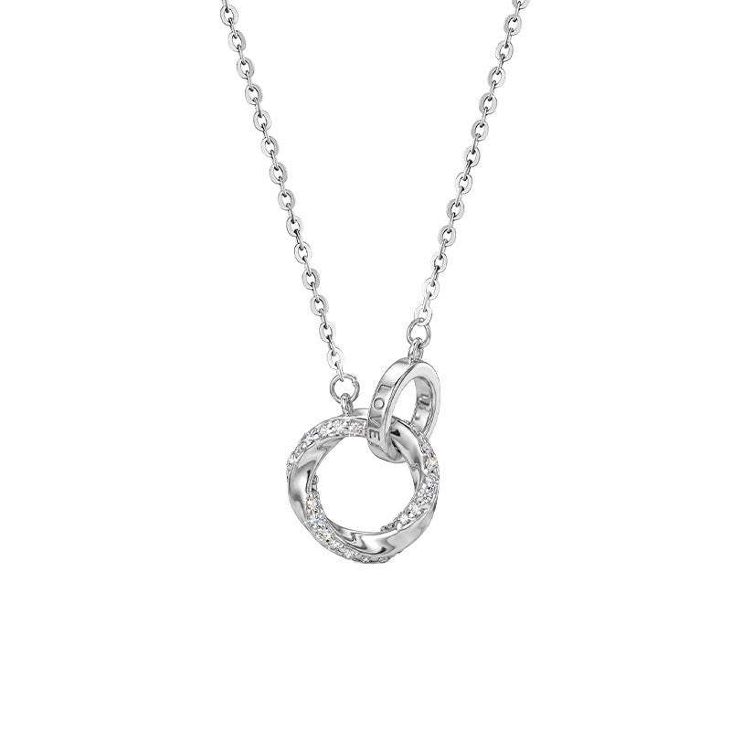 Möbius Interlocking Rings Fine Silver Necklace-Meant to Be Together